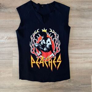 Peaches Merrill Nisker Black Graphic Shirt Size Large Cutoff Raw Punk Erotic